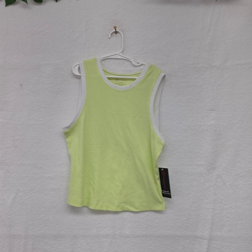 *NWT* No Boundaries Kids Lime Green Contrast High Neck Ribbed Tank Top L 11-13